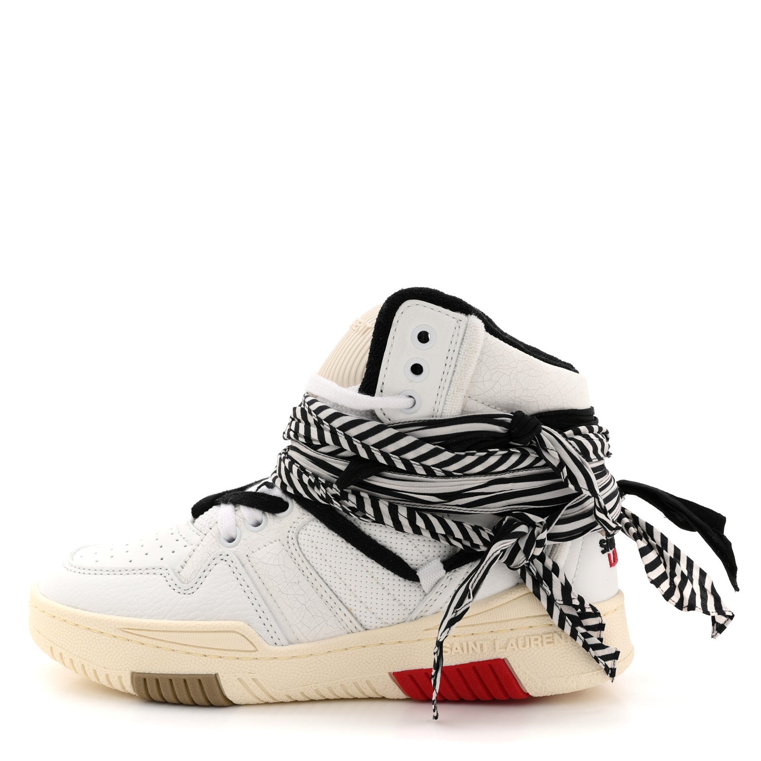 Saint Laurent Calfskin Smith High Top Sneakers 36.5 White Black 1 of 11