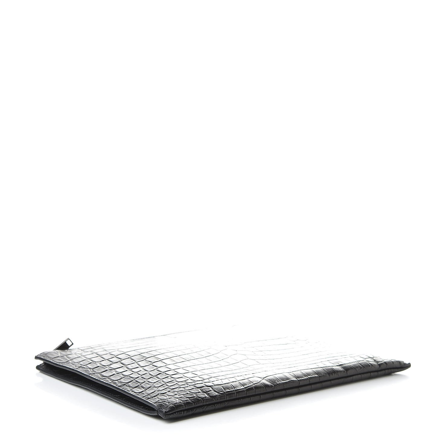 Calfskin Crocodile Embossed Sac De Jour Carryall Pouch Black