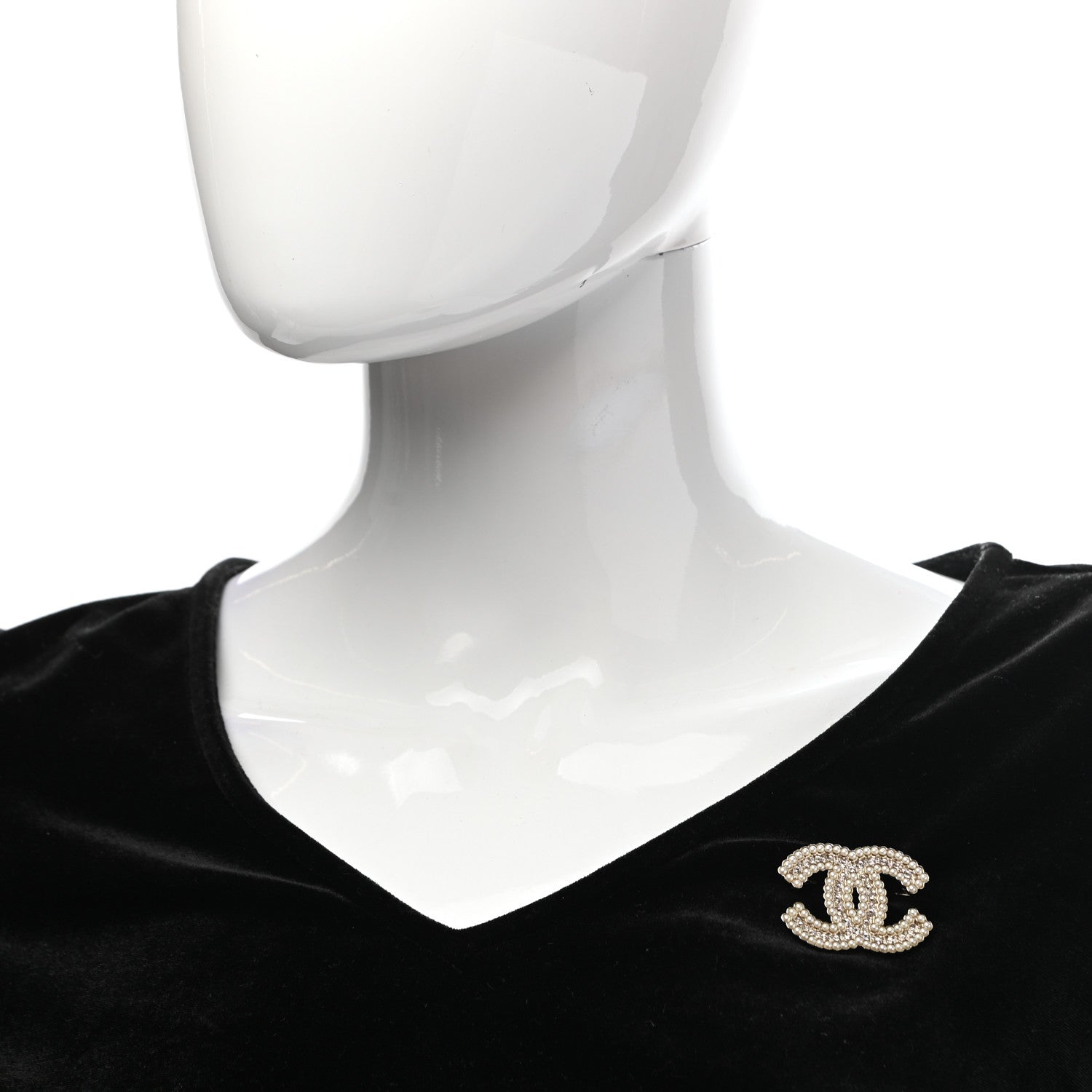 Chanel Crystal Pearl Multi Row CC Brooch Gold 2 of 4