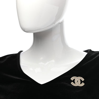 Chanel Crystal Pearl Multi Row CC Brooch Gold 2 of 4
