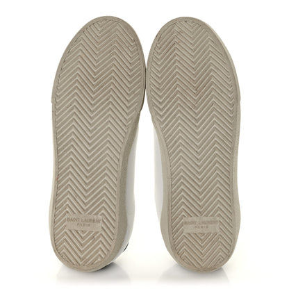 Saint Laurent Calfskin Embroidered Court Classic Sneakers 38.5 White Black 5 of 8