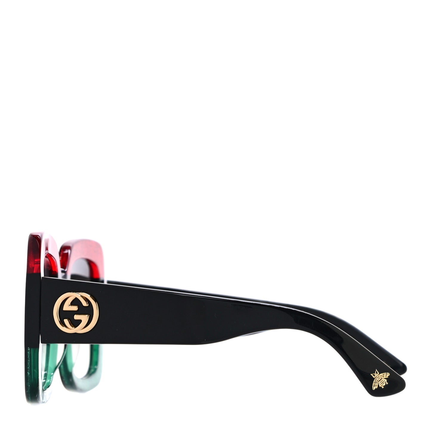Acetate Square Frame Sunglasses GG0083S Glitter Red Black Green