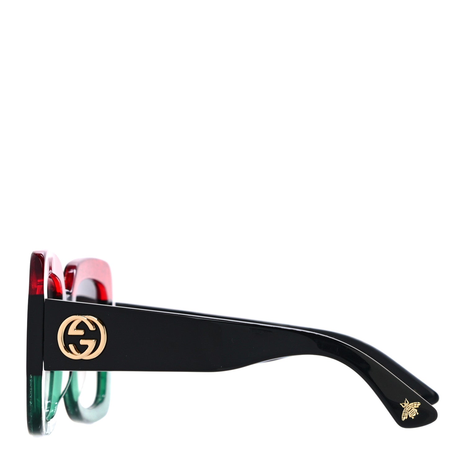 Gucci Acetate Square Frame Sunglasses GG0083S Glitter Red Black Green 2 of 8