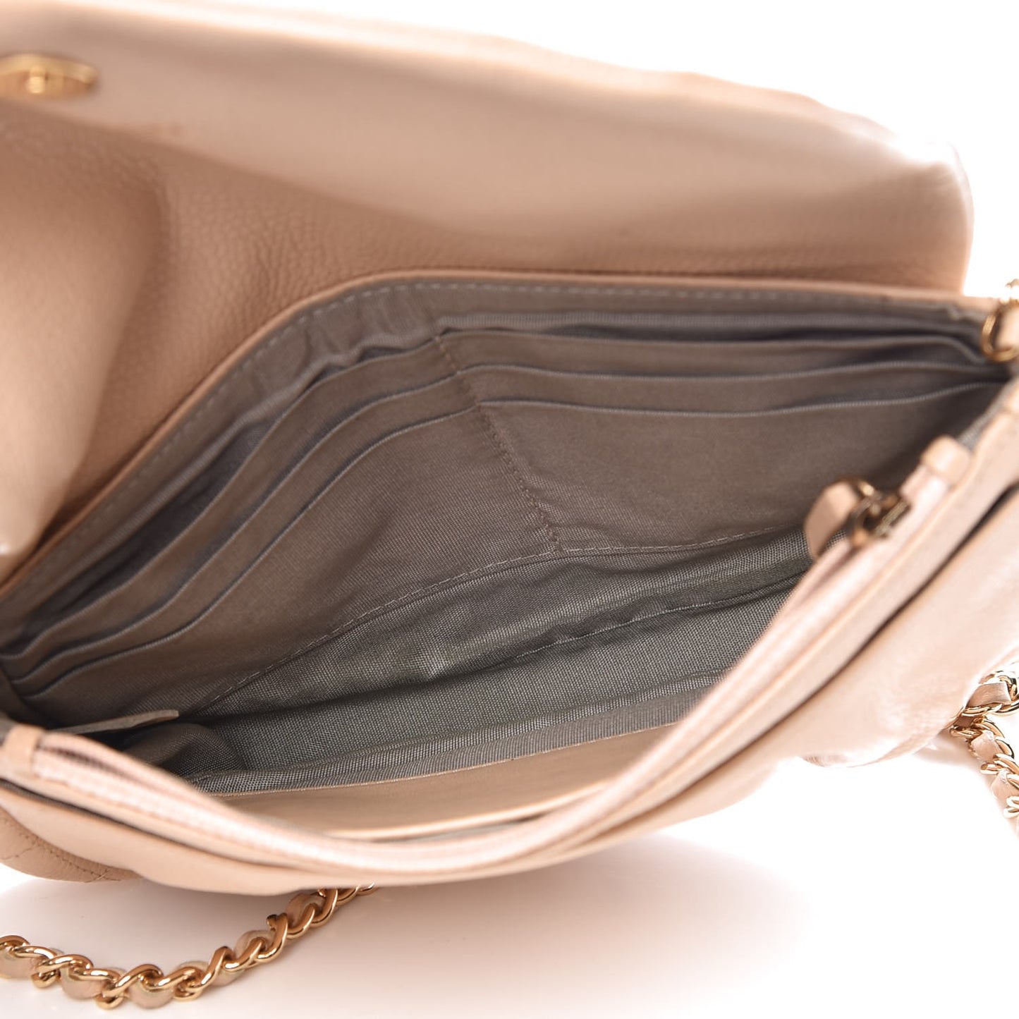 Caviar Half Moon Wallet On Chain Light Beige