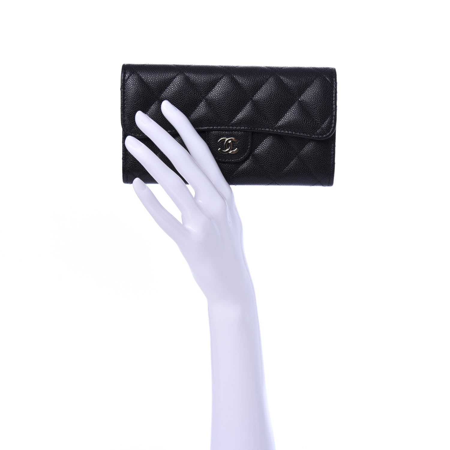 Chanel Caviar Quilted Medium Gusset Flap Wallet Black 2 of 8