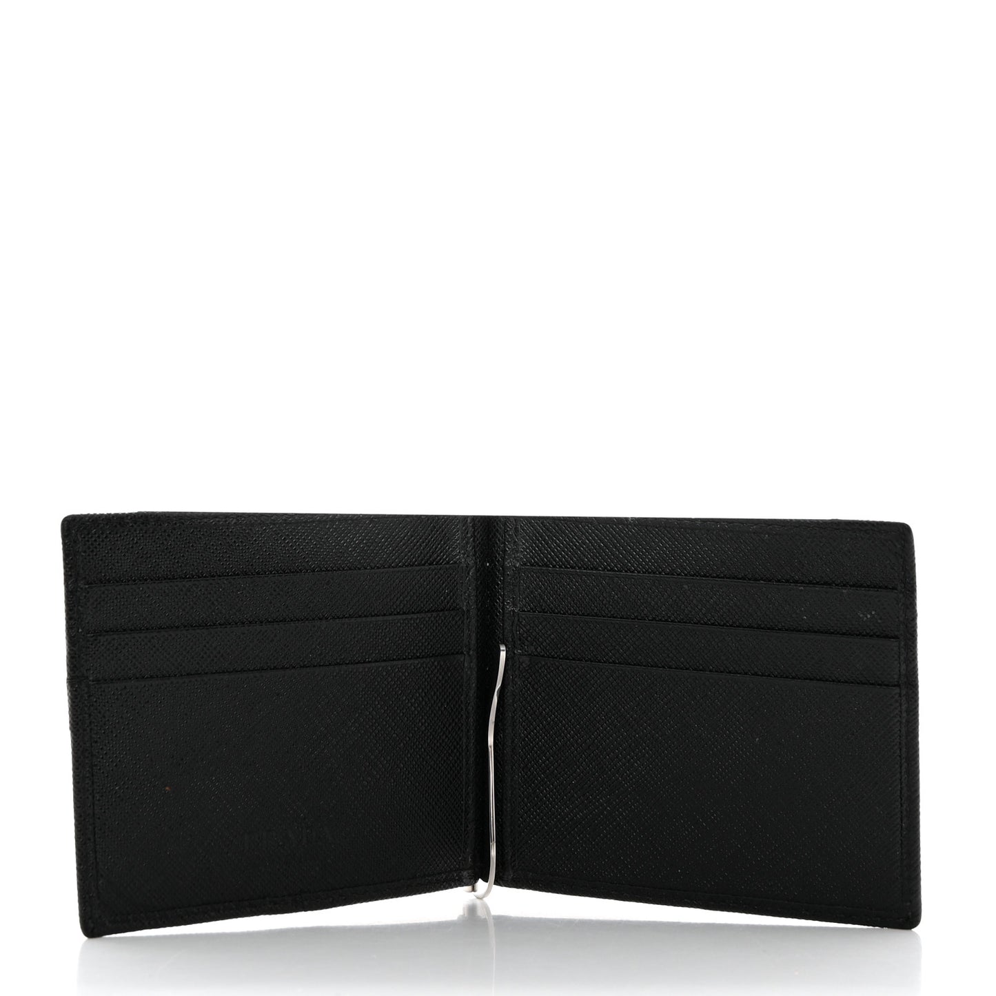 Saffiano Money Clip Bi-Fold Wallet Black