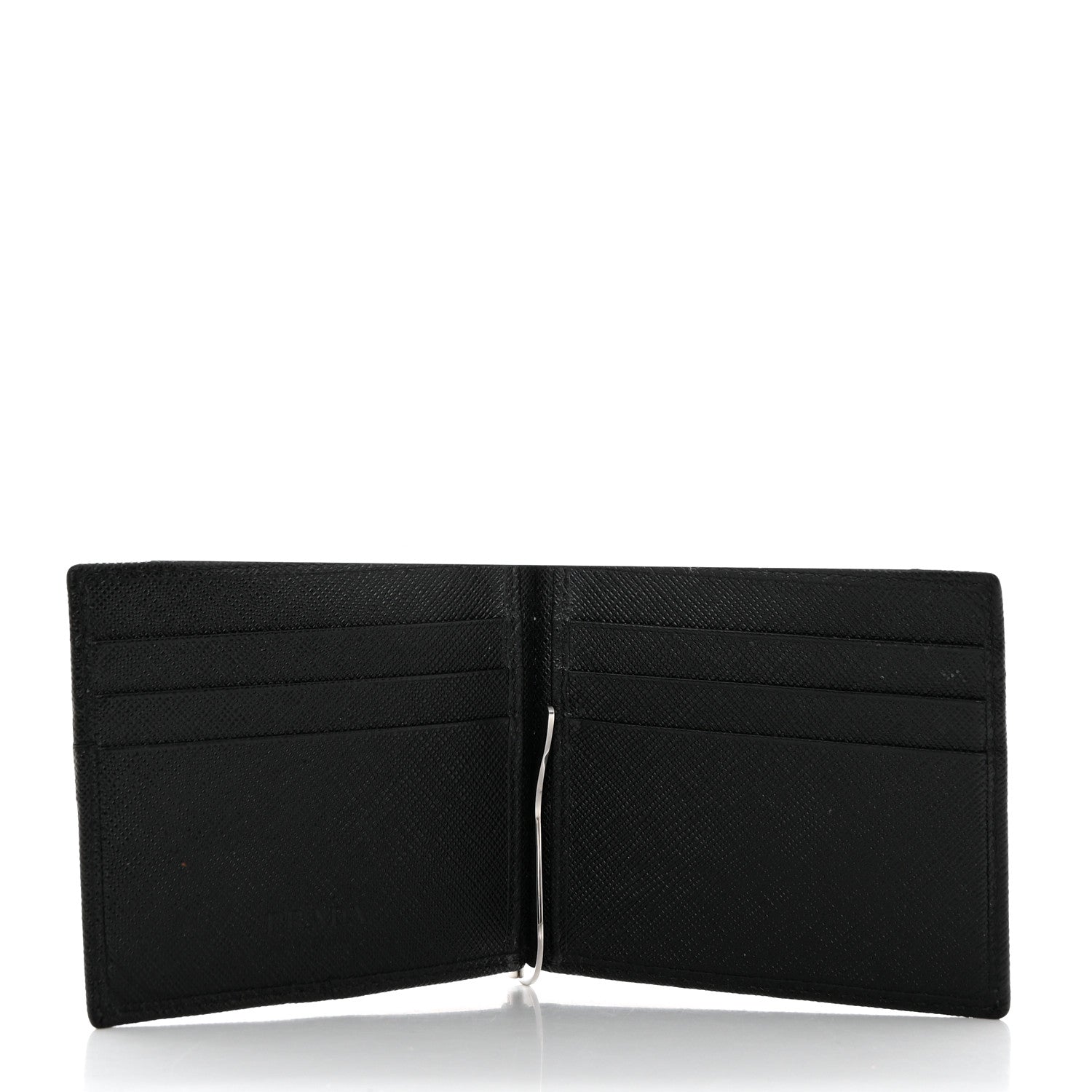 Prada Saffiano Money Clip Bi-Fold Wallet Black 5 of 7
