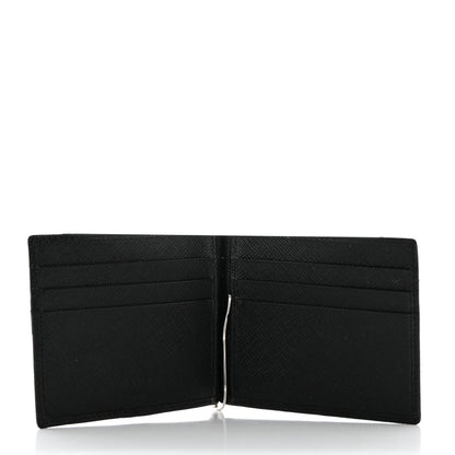 Prada Saffiano Money Clip Bi-Fold Wallet Black 5 of 7