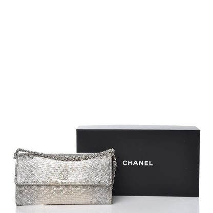 Chanel Iridescent Lizard Wallet With Removable Chain Silver 8 of 13