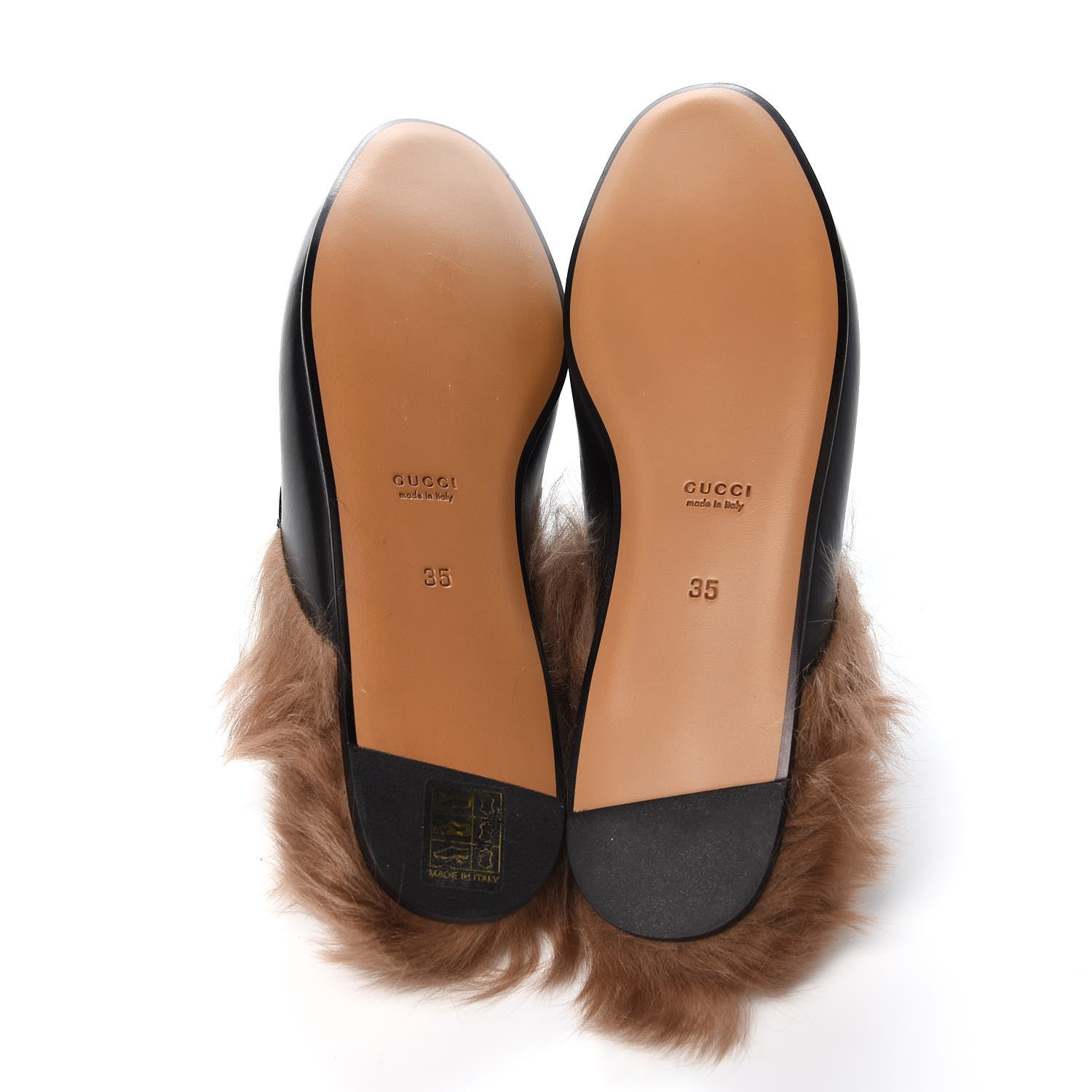 Gucci Calfskin Fur Womens Princetown Slippers 35 Black 5 of 7