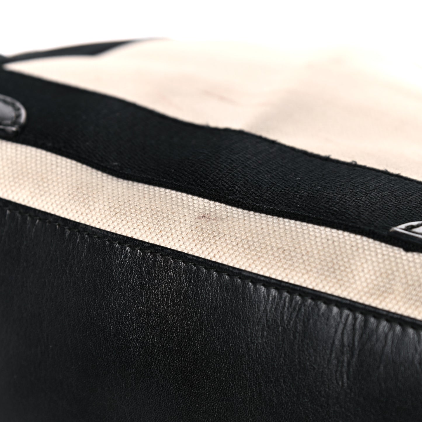 Cotton Canvas Satin Calfskin S Navy Cabas Natural Black