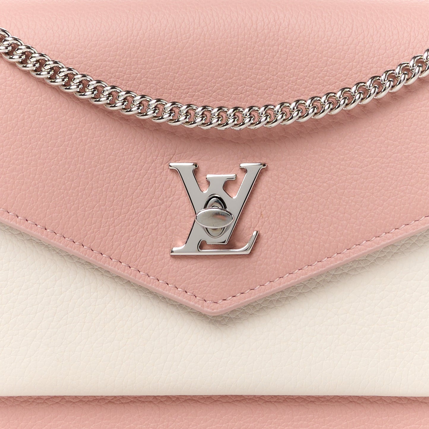 Calfskin My Lockme Chain Pochette Rose Ballet White