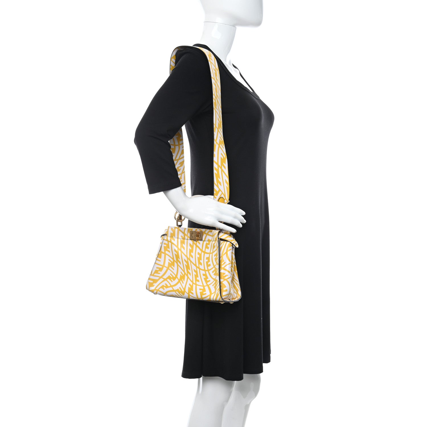 Fendi X SARAH COLEMAN Vitello Liberty Shiny Nappa Plexiglass FF Vertigo Mini Peekaboo Iconic Satchel Mimosa White 2 of 6