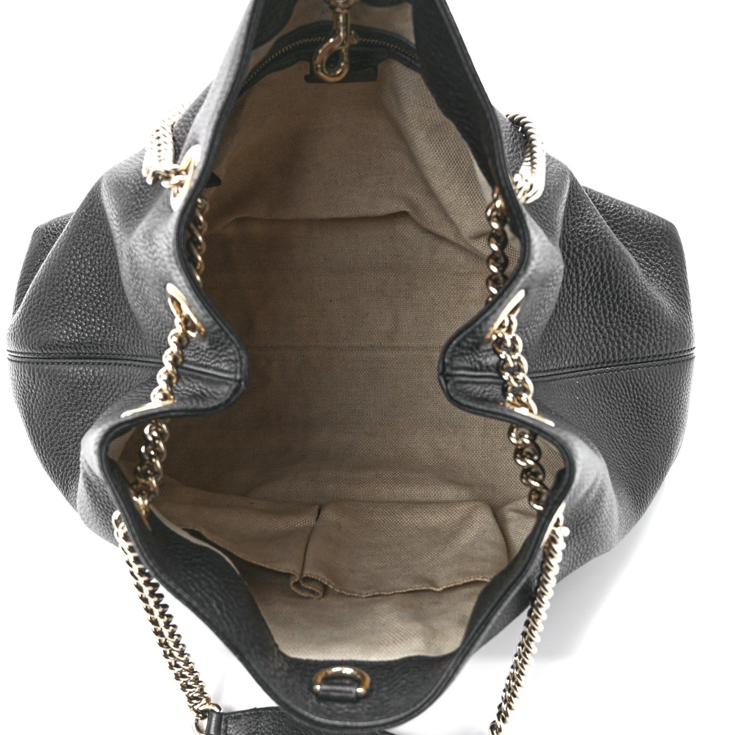 Gucci Pebbled Calfskin Medium Soho Chain Shoulder Bag Black 5 of 12