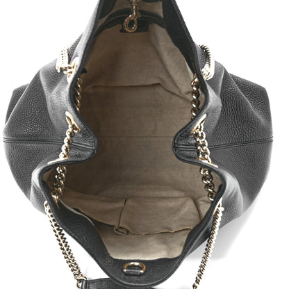 Gucci Pebbled Calfskin Medium Soho Chain Shoulder Bag Black 5 of 12