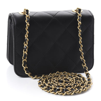 Chanel Calfskin Quilted Crystal Pearl Mini Flap Bag Black 2 of 9