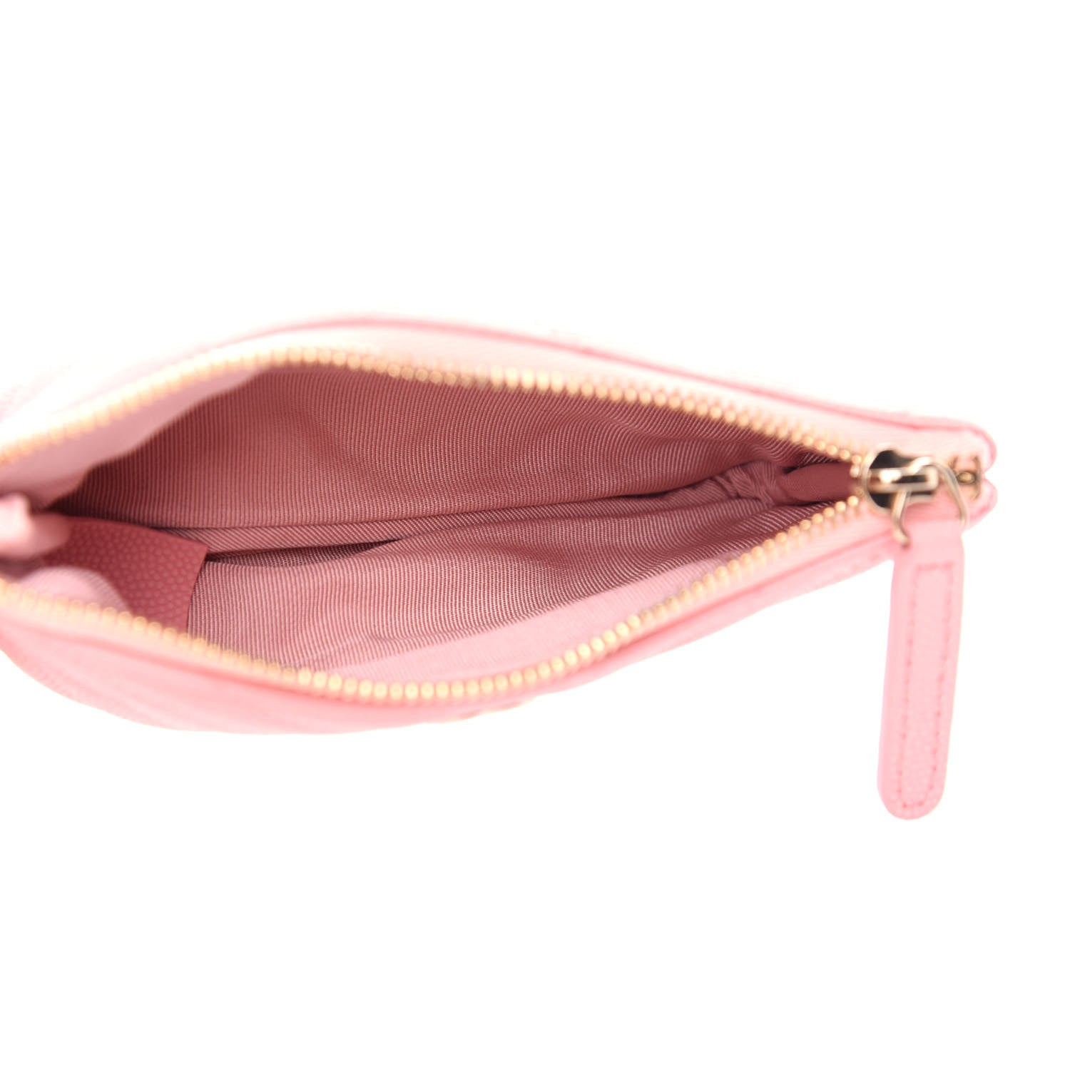 Chanel Flat Caviar Chevron Quilted Small Cosmetic Case Pink 5 of 7