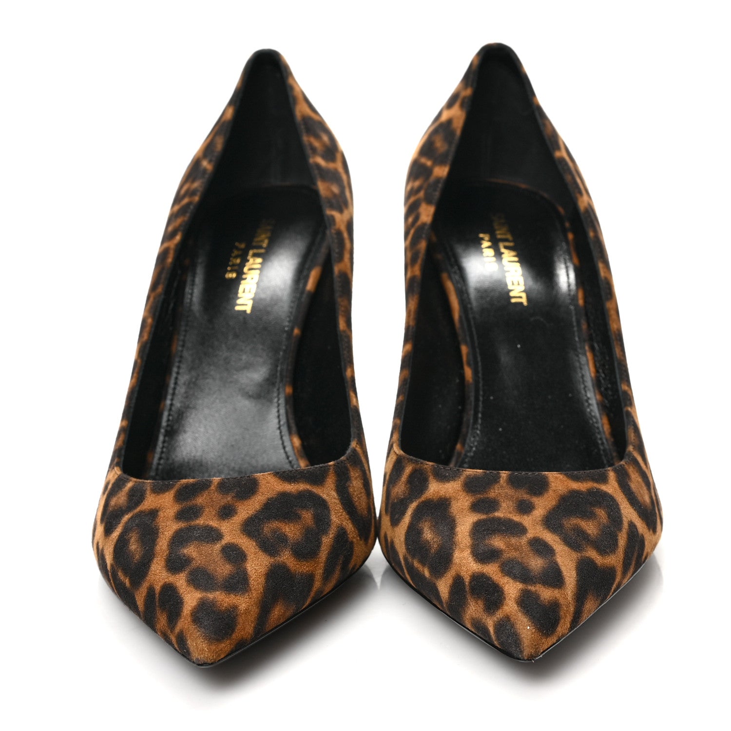 Saint Laurent Suede Leopard Printed Anja Pumps 39.5 Natural Coffee 2 of 8