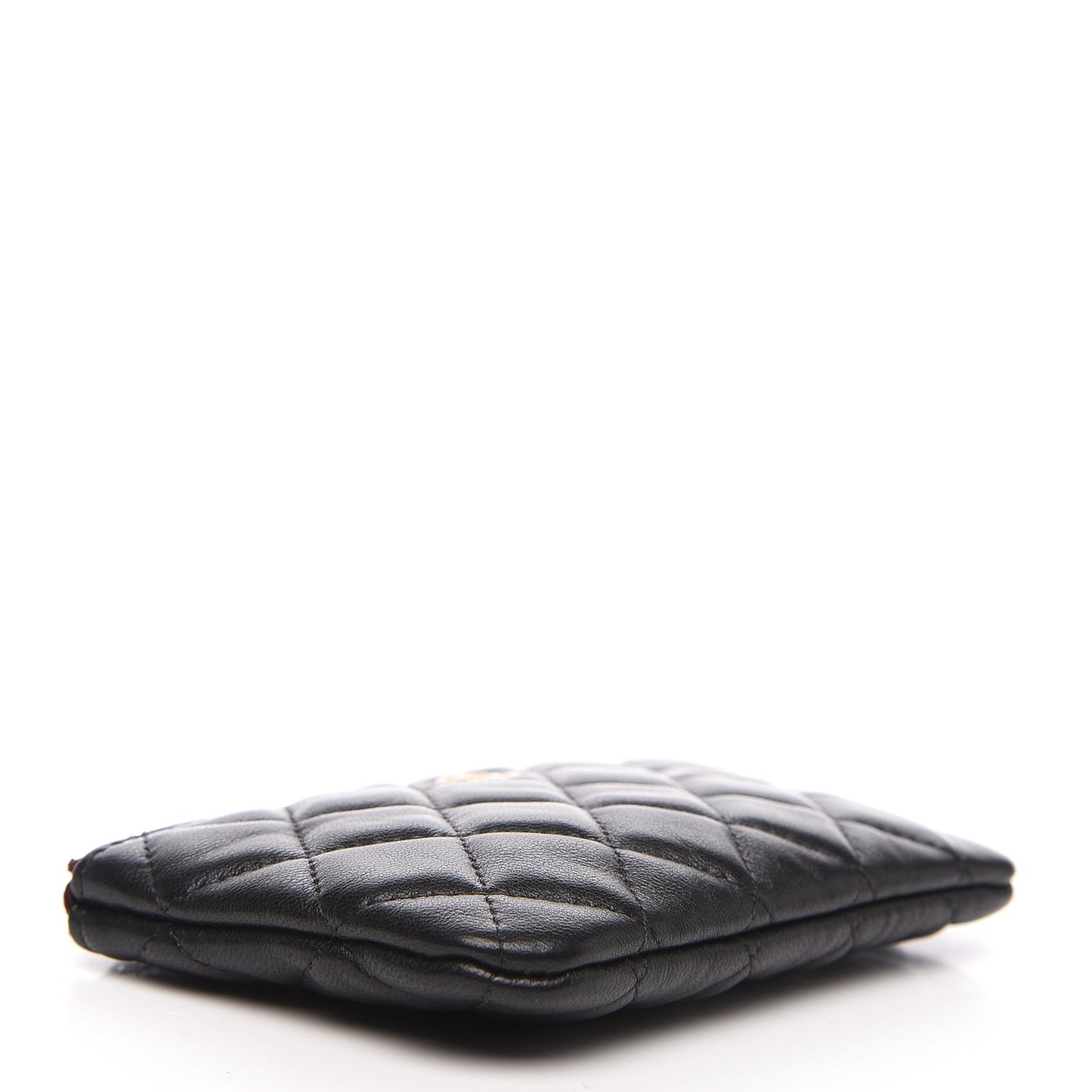 Lambskin Quilted Small Cosmetic Case Black