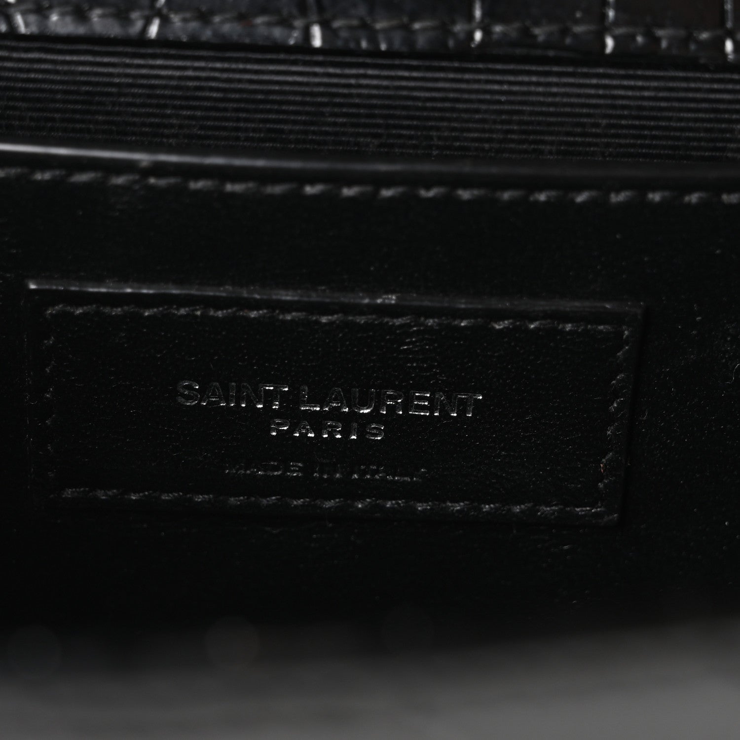 Saint Laurent Calfskin Crocodile Embossed Small Classic Monogram Kate Tassel Satchel Black 6 of 9