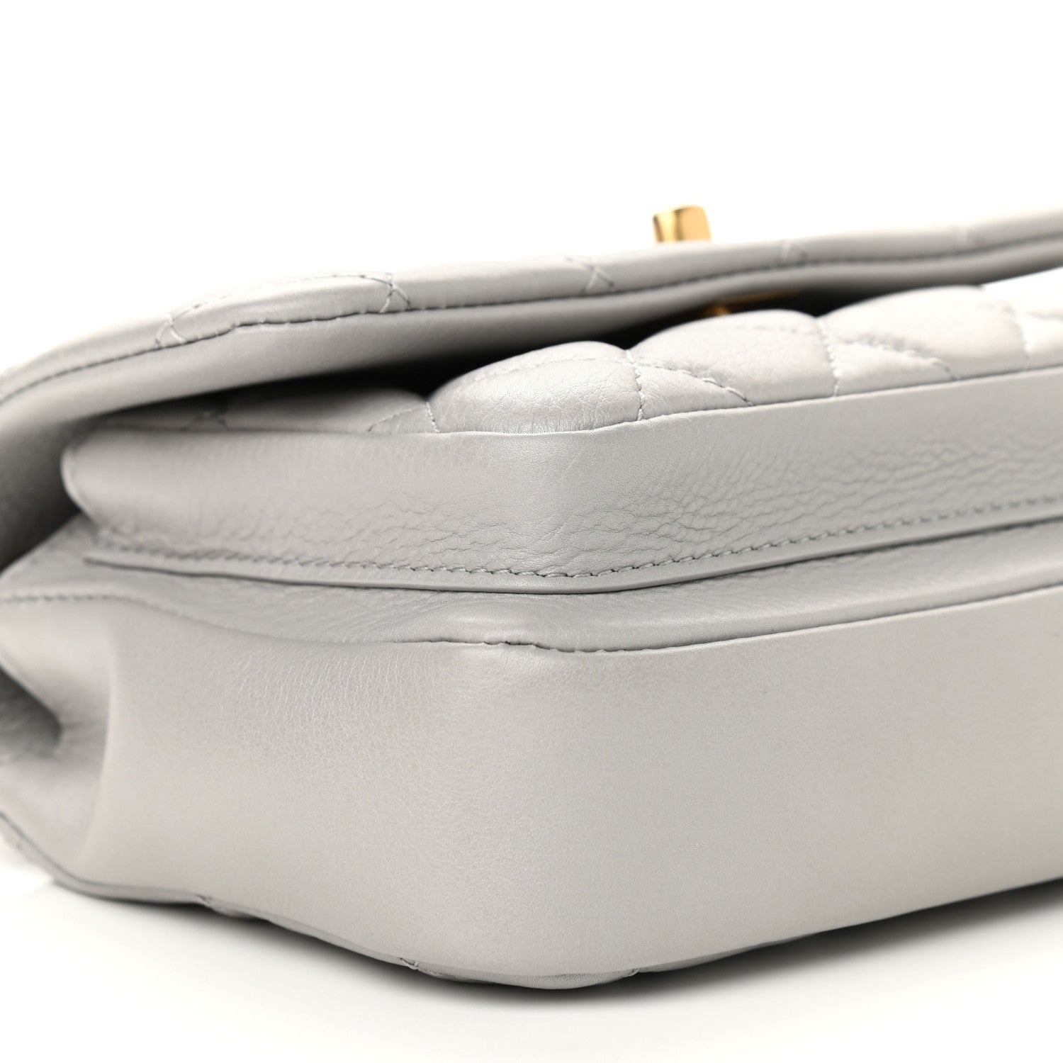 Chanel Calfskin Quilted Top Handle Flap Light Grey 8 of 9