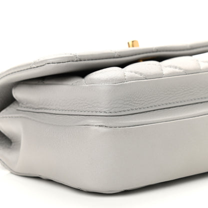 Chanel Calfskin Quilted Top Handle Flap Light Grey 8 of 9