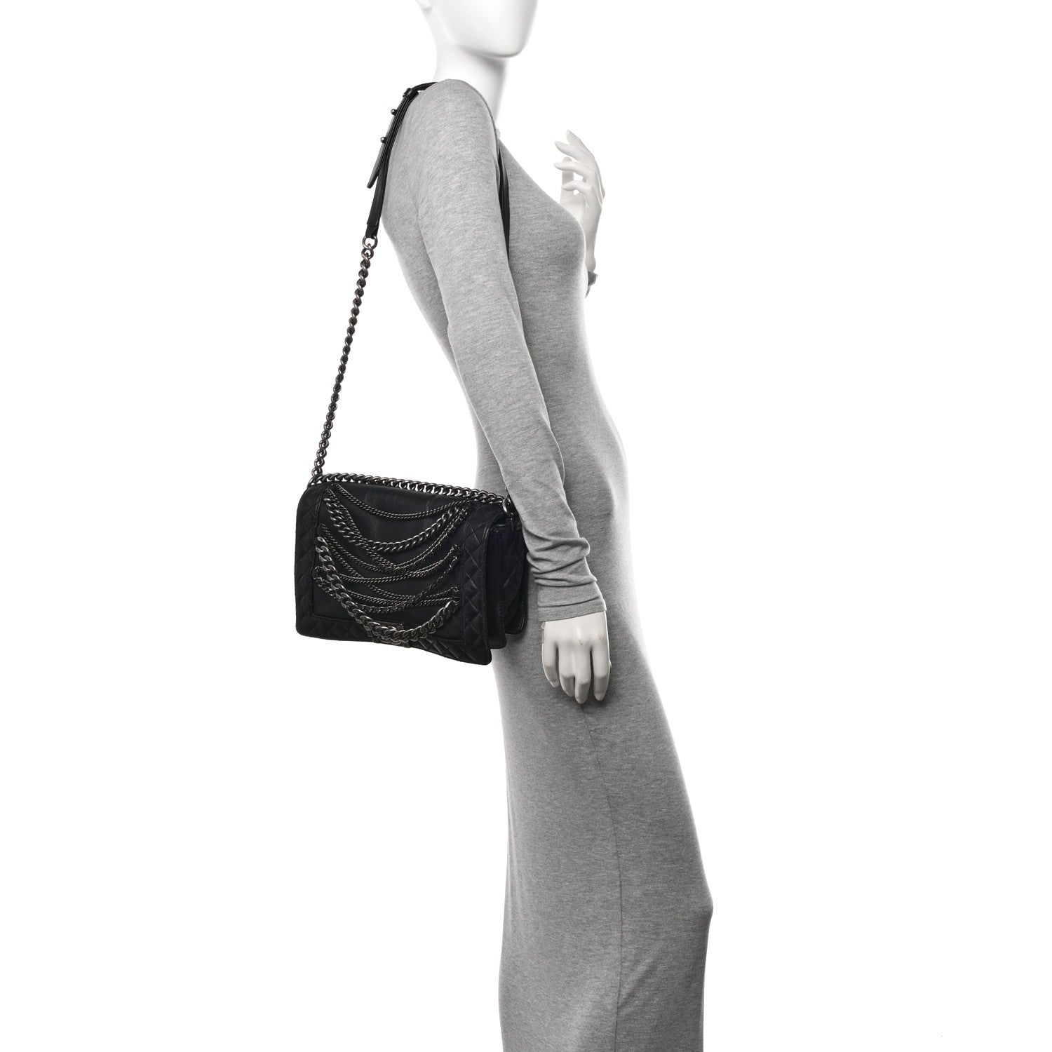 Chanel Calfskin Enchained New Medium Boy Flap Black 2 of 11