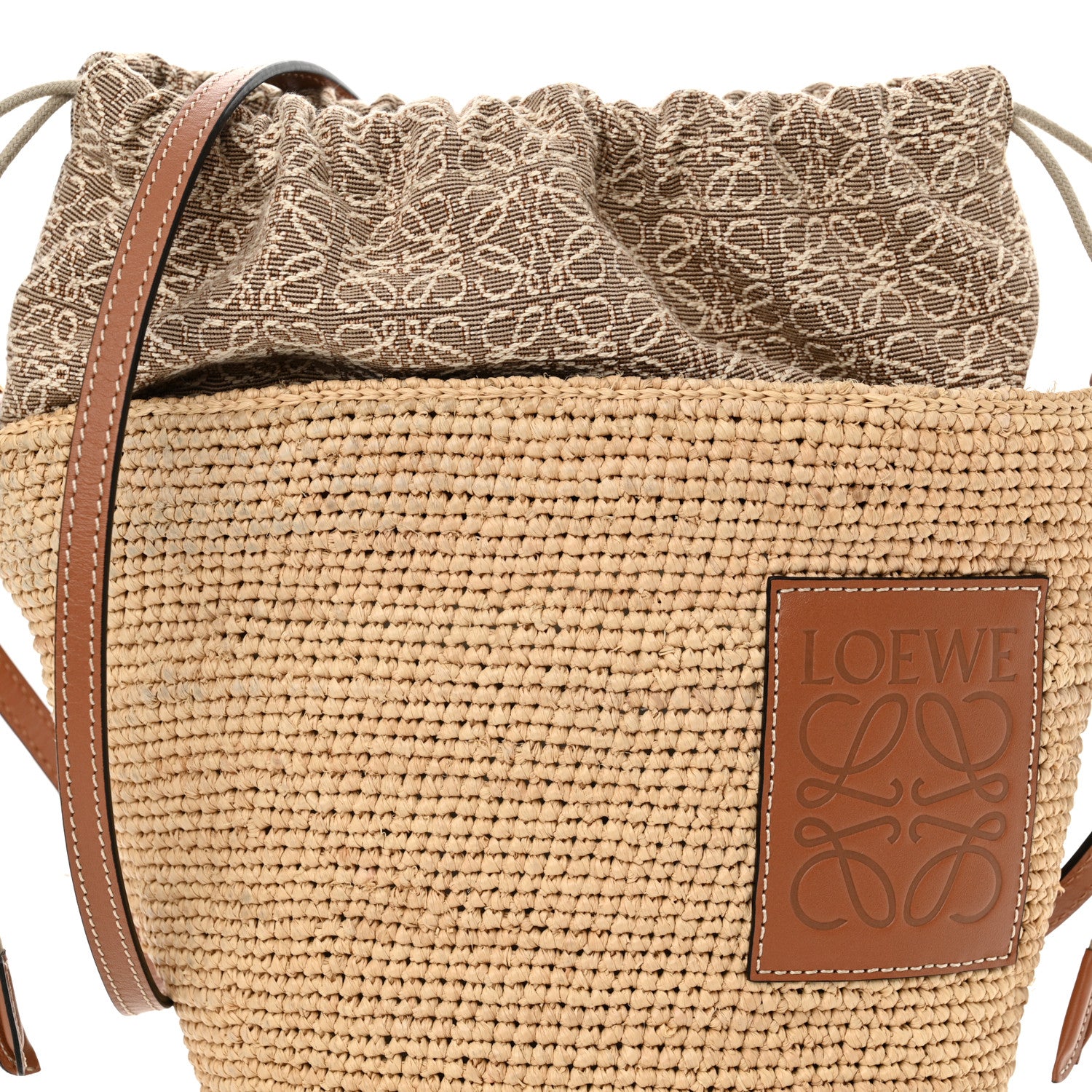 Loewe Calfskin Raffia Anagram Paulas Ibiza Pochette Bag Natural Tan 8 of 13
