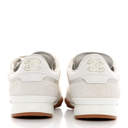 Chanel Suede Calfskin Quilted Sneakers 38 White 4 of 11