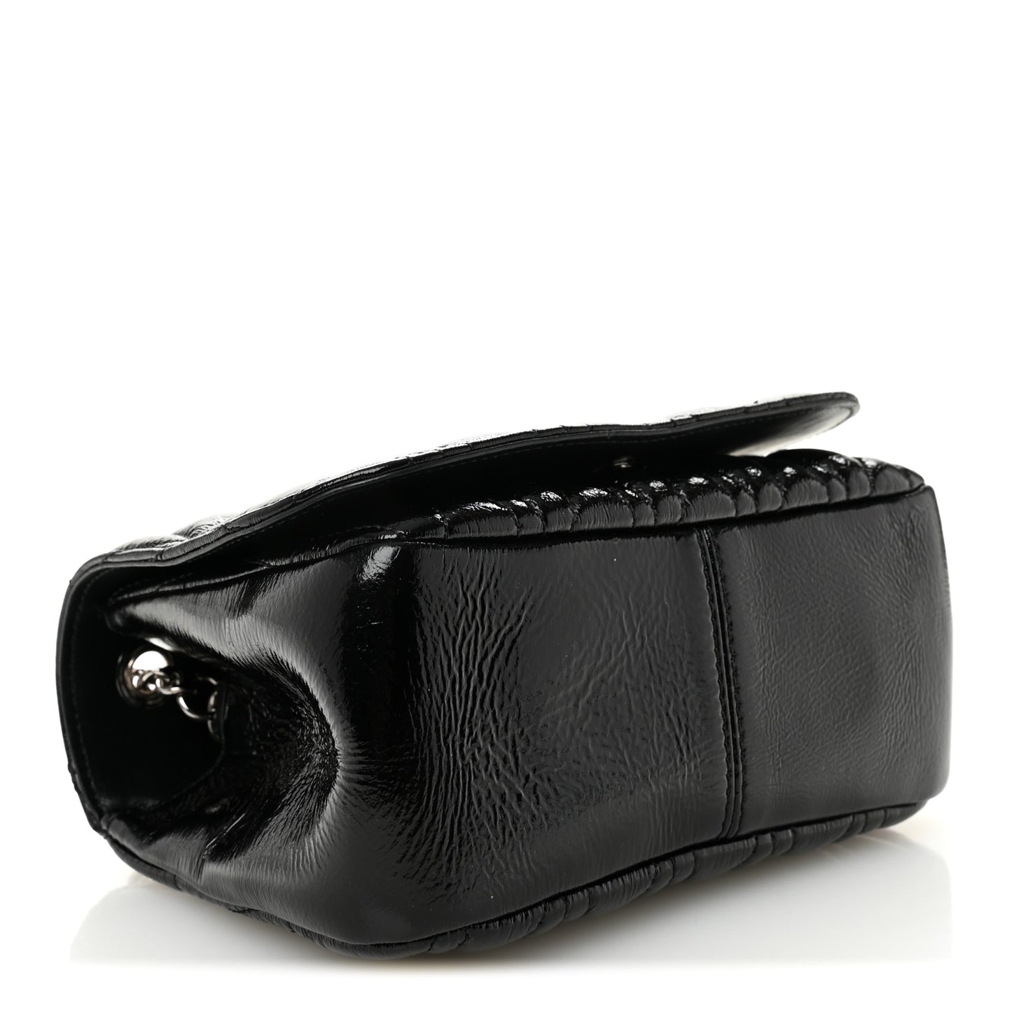 Patent Nappa Quilted Virtus Shoulder Bag Black