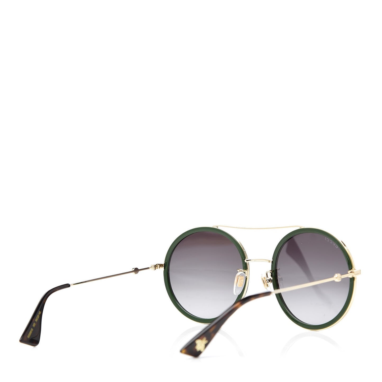 Round Frame Sunglasses GG0061S Gold Green