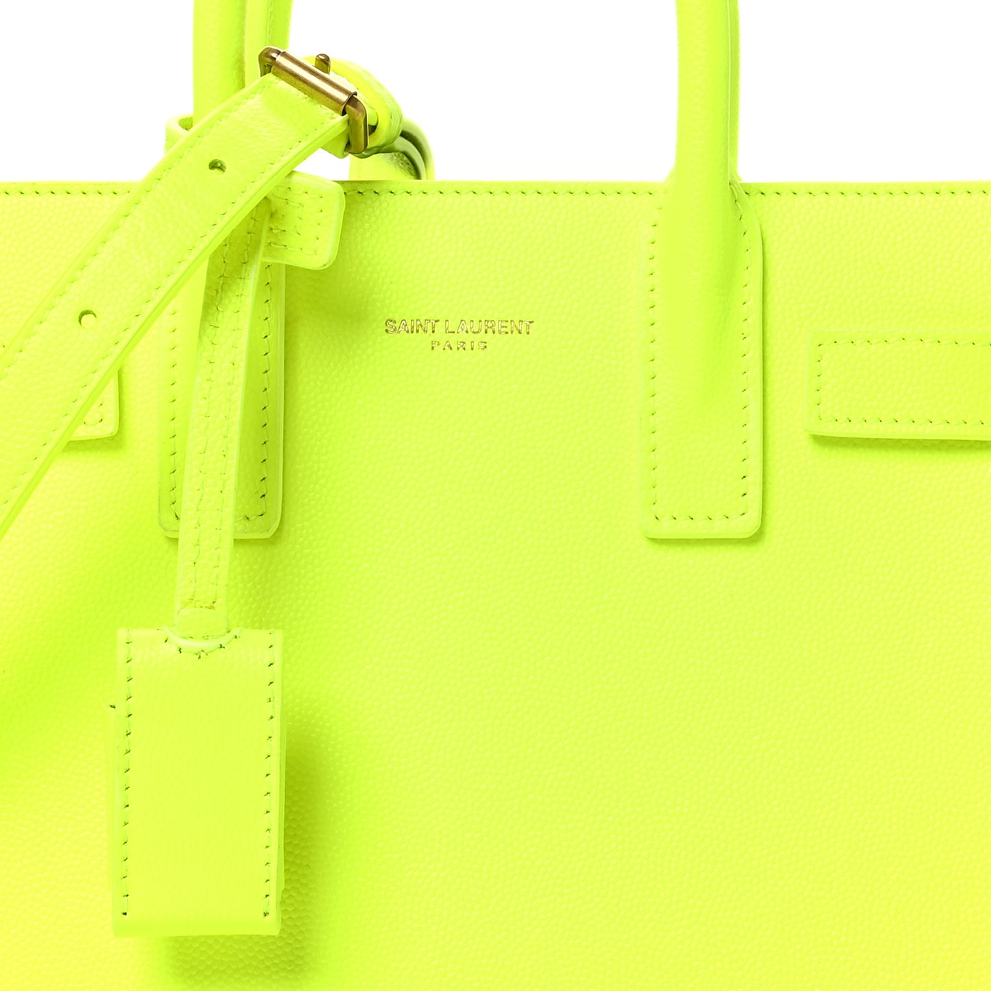 Grained Calfskin Nano Sac De Jour Fluo Safety Yellow
