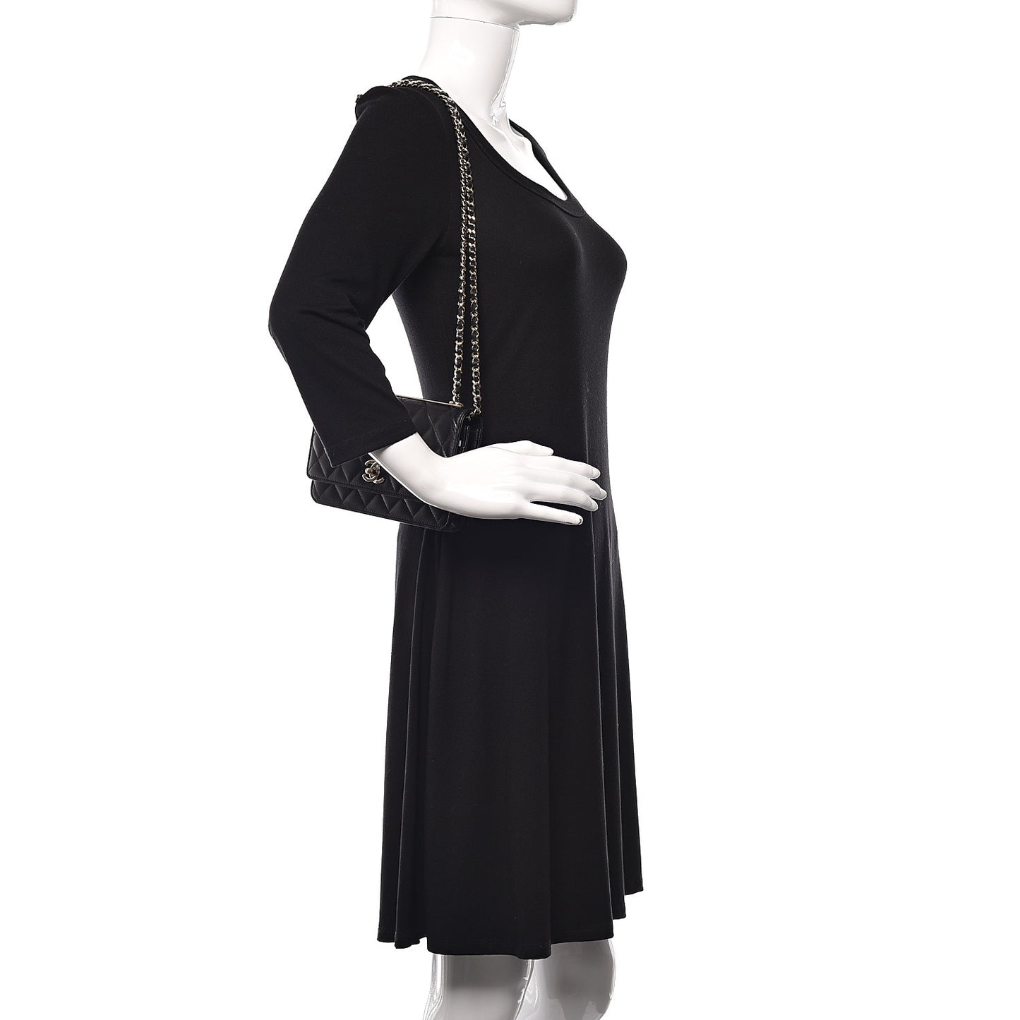 Lambskin Quilted Trendy CC Wallet On Chain WOC Black