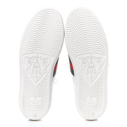 Gucci Calfskin Ayers Bee Embroidered Womens Ace Sneakers 36 White Green 9 of 10