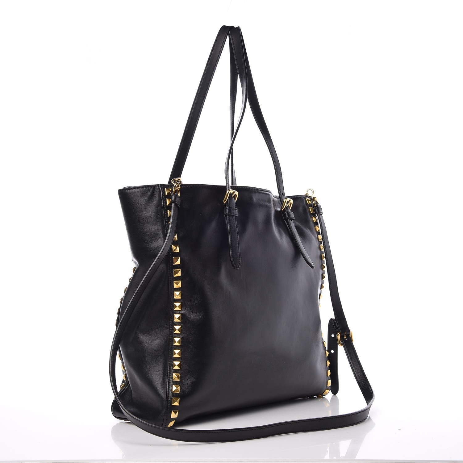 Miu Miu Soft Calf Studded Shopping Tote Black 3 of 8