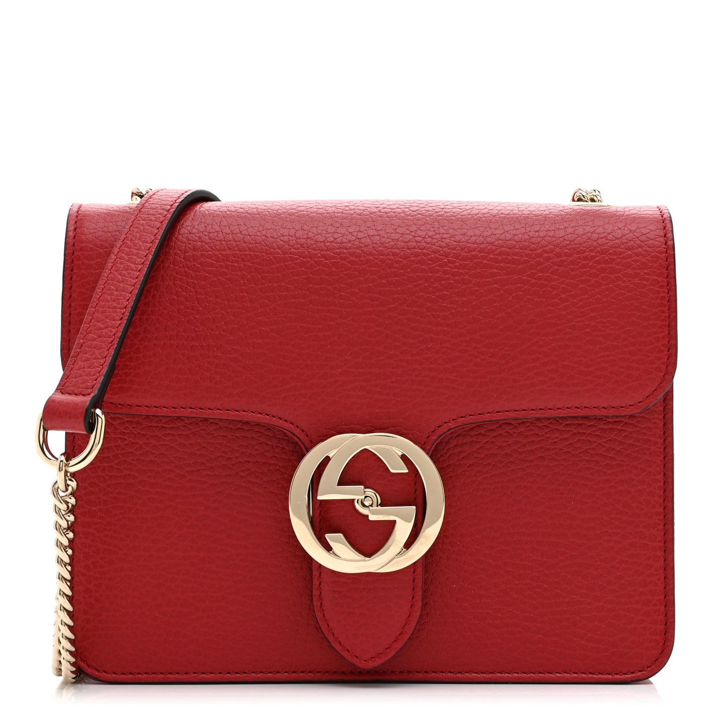 Dollar Calfskin Small Interlocking G Shoulder Bag Red