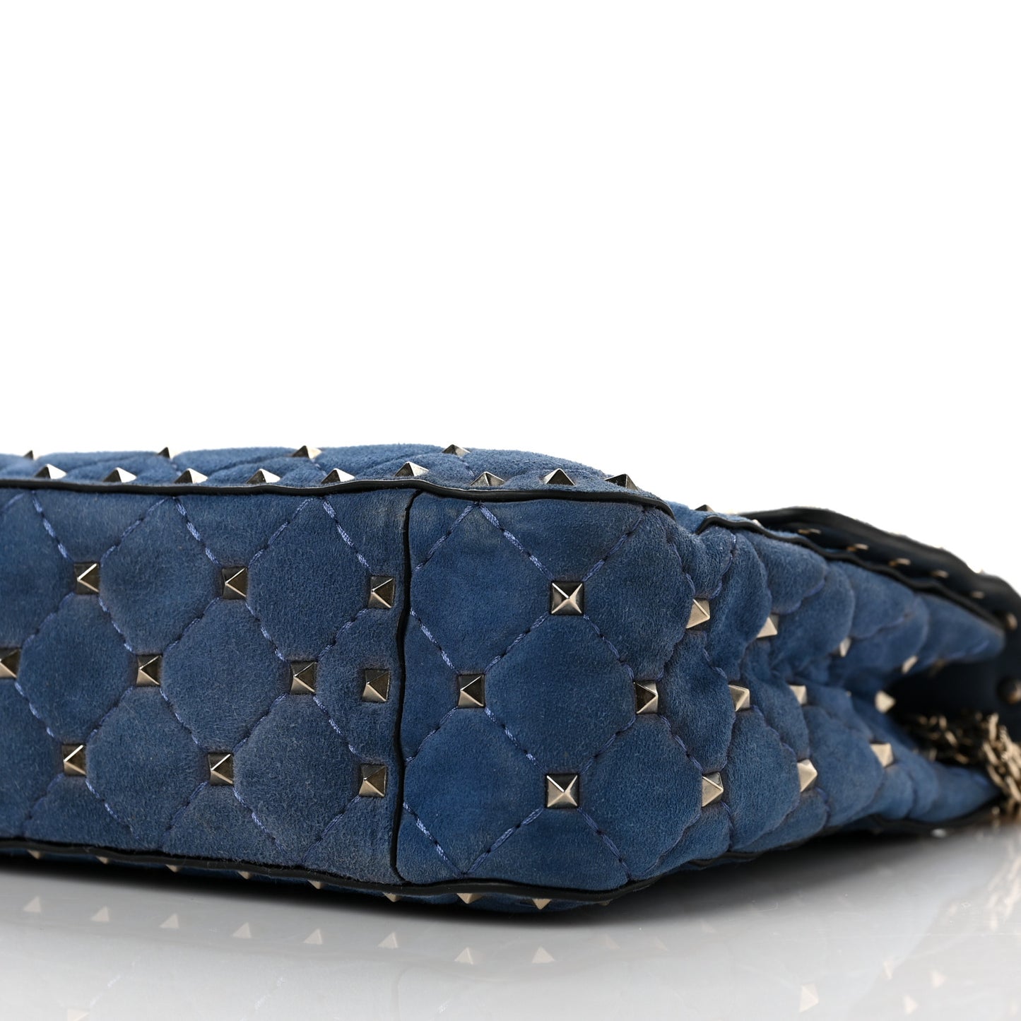 Suede Medium Rockstud Spike Shoulder Bag Blue