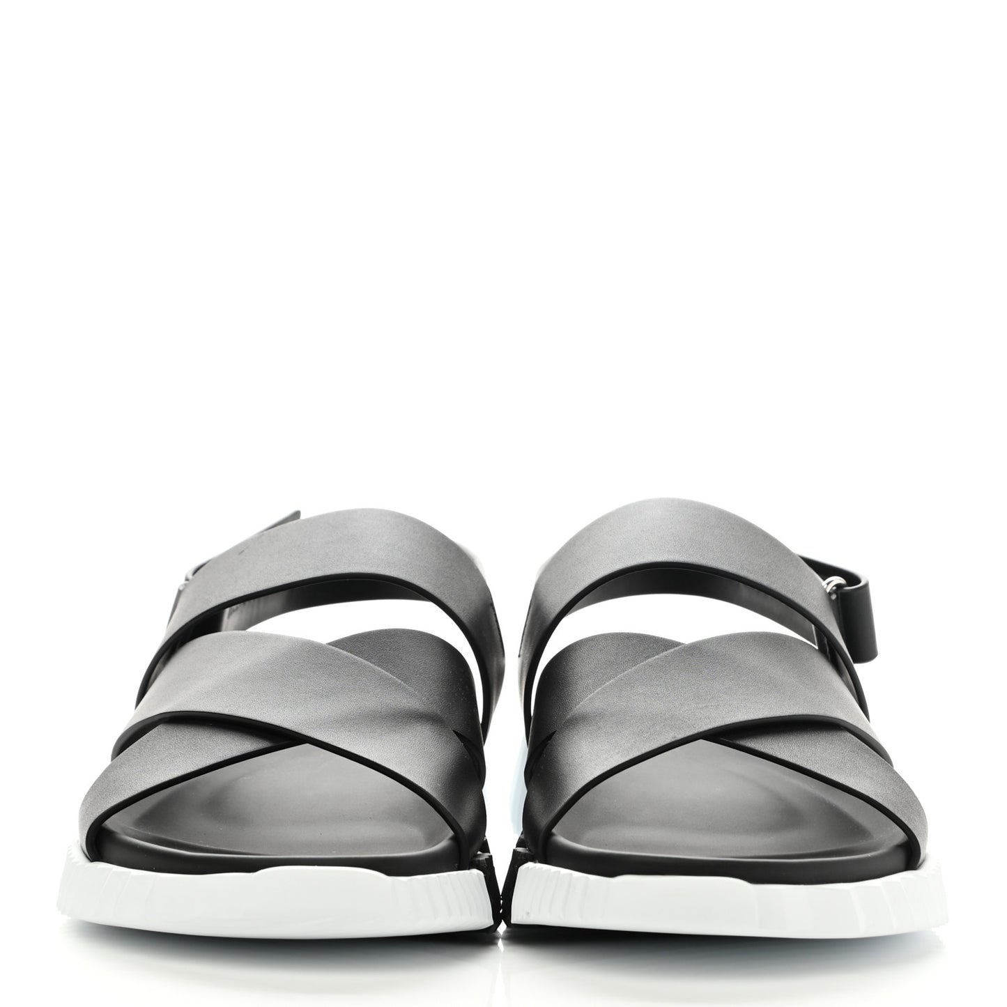 Calfskin Goatskin Mens Electric Sandals 43 Black White