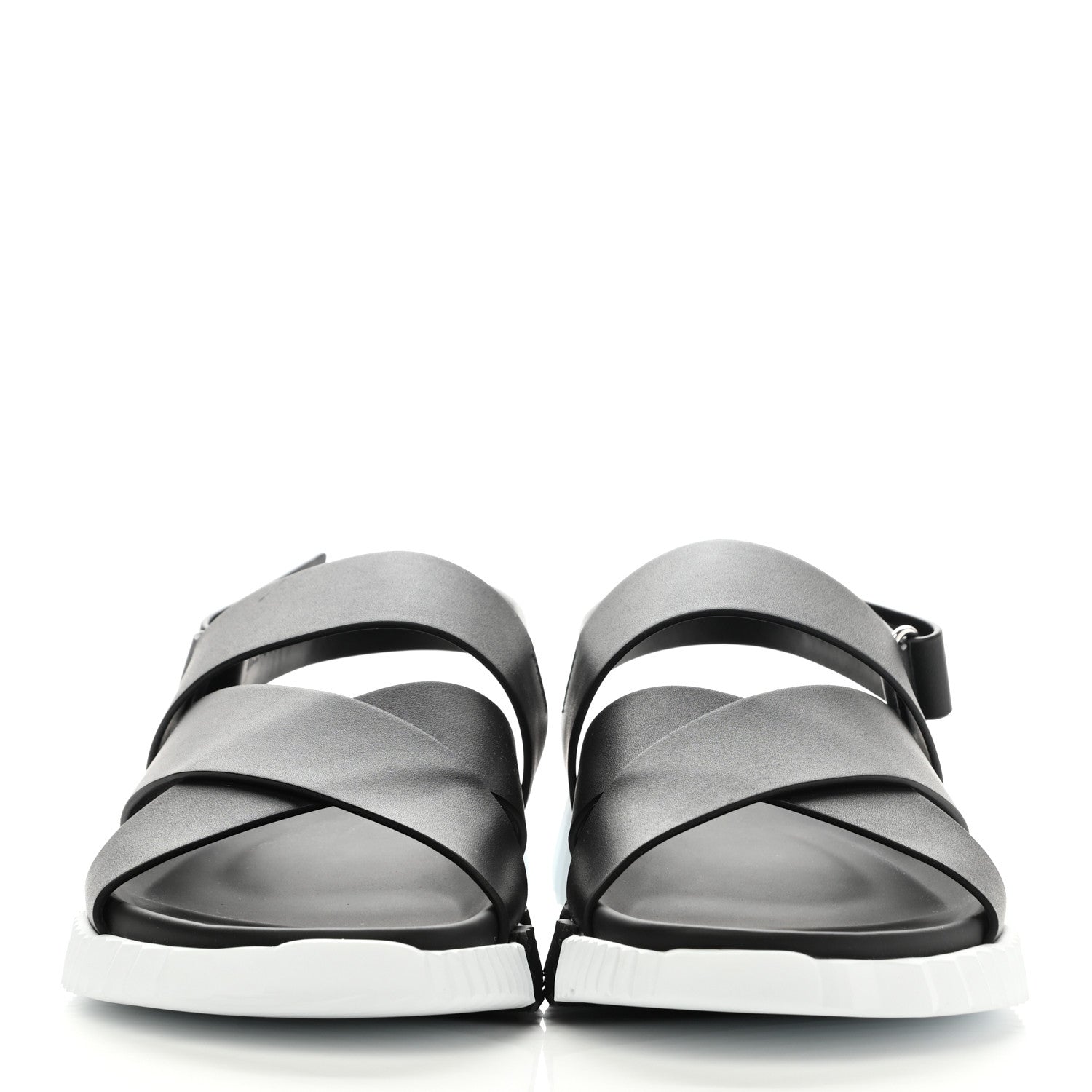 Hermes Calfskin Goatskin Mens Electric Sandals 43 Black White 2 of 9