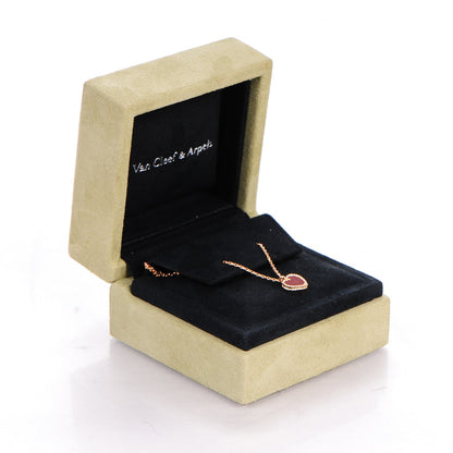 Van Cleef & Arpels 18K Rose Gold Carnelian Sweet Alhambra Heart Pendant Necklace 6 of 6