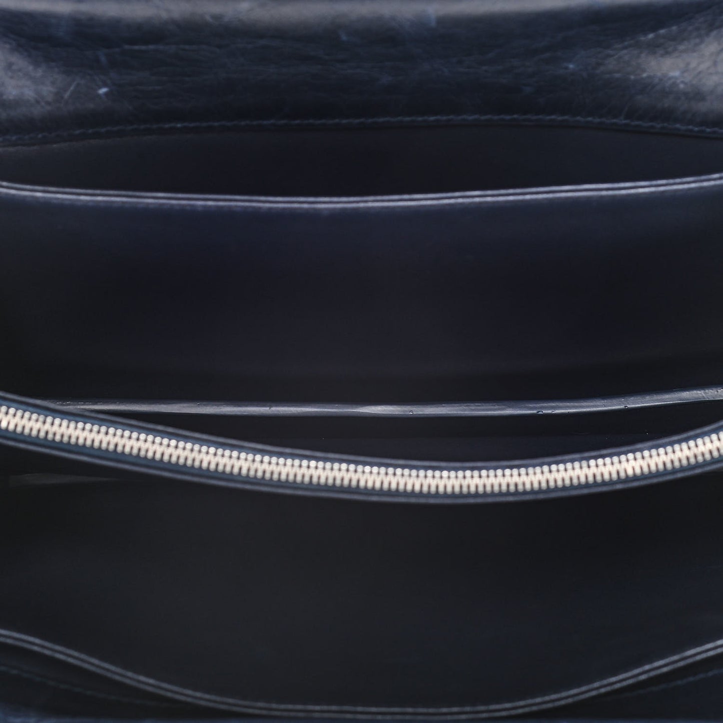 Shiny Paperweight Calfskin Medium Clasp Shoulder Bag Navy Blue