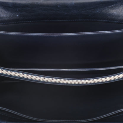 Celine Shiny Paperweight Calfskin Medium Clasp Shoulder Bag Navy Blue 5 of 14