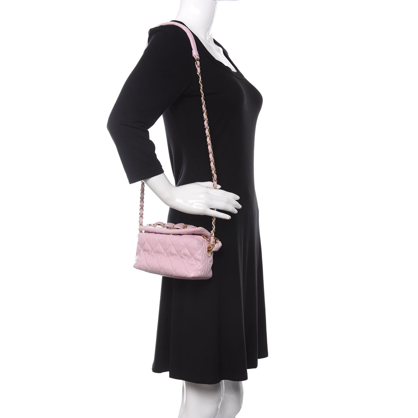 Crumpled Lambskin Quilted Small CC Links Shoulder Bag Pink