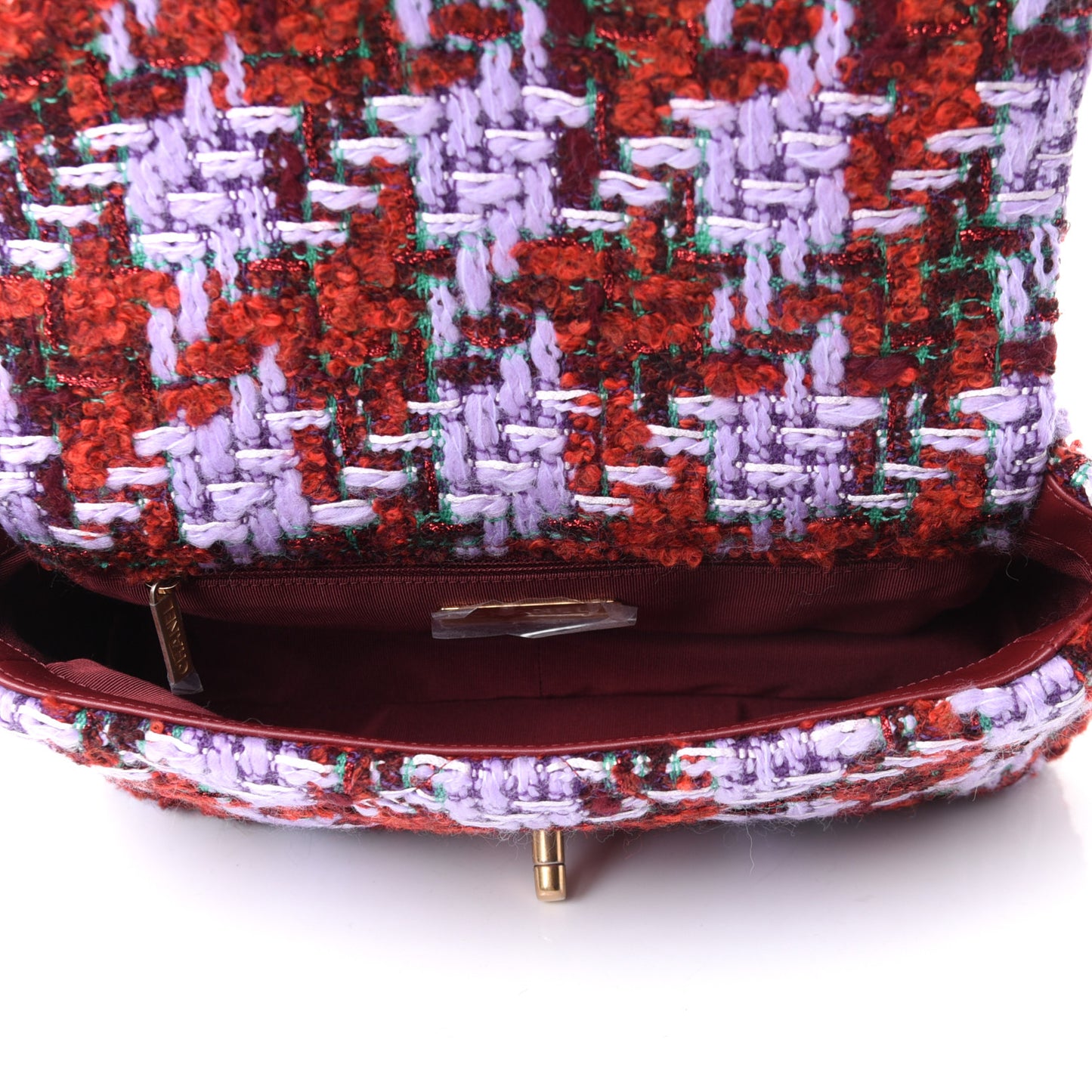 Tweed Quilted Medium Chanel 19 Flap Red Purple Green