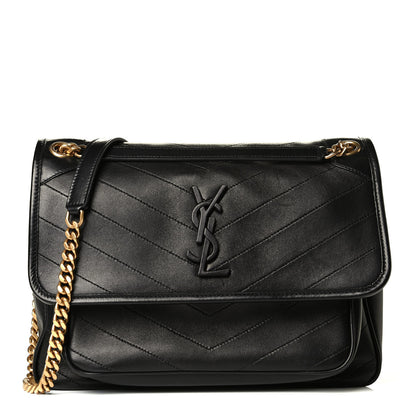 Saint Laurent Lambskin Matelasse Monogram Medium Niki Chain Satchel Black 1 of 7