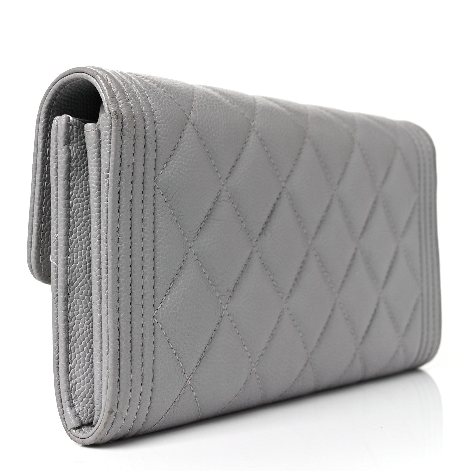 Chanel Caviar Quilted Large Boy Gusset Flap Wallet Grey 3 of 11