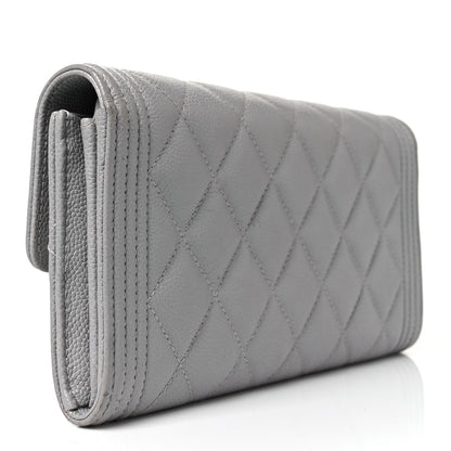 Chanel Caviar Quilted Large Boy Gusset Flap Wallet Grey 3 of 11