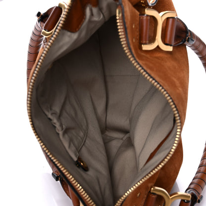 Chloe Suede Calfskin Braided Medium Marcie Satchel Caramel 5 of 12