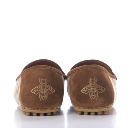 Gucci GG Monogram Suede Mens Driver Loafers 7 Beige Ruggine Cuir 5 of 12