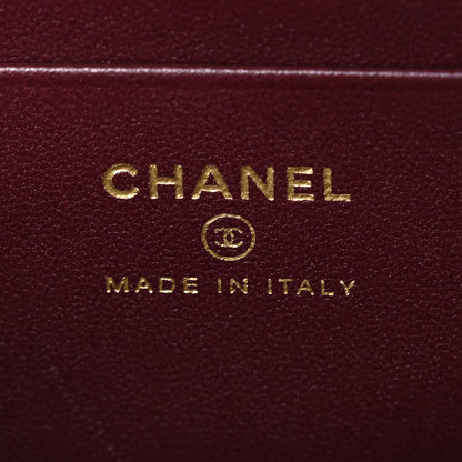 Chanel Calfskin Crocodile Embossed Crococo Top Handle Slim Vanity Case With Chain Dark Burgundy 6 of 12